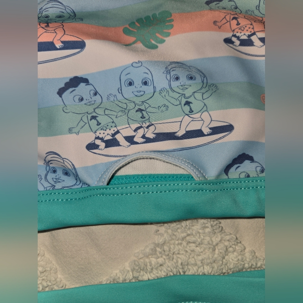 CoComelon 2 Piece Girl's Swim Set Long Sleeve Cut Out In Back Size 2T - Picture 7 of 13
